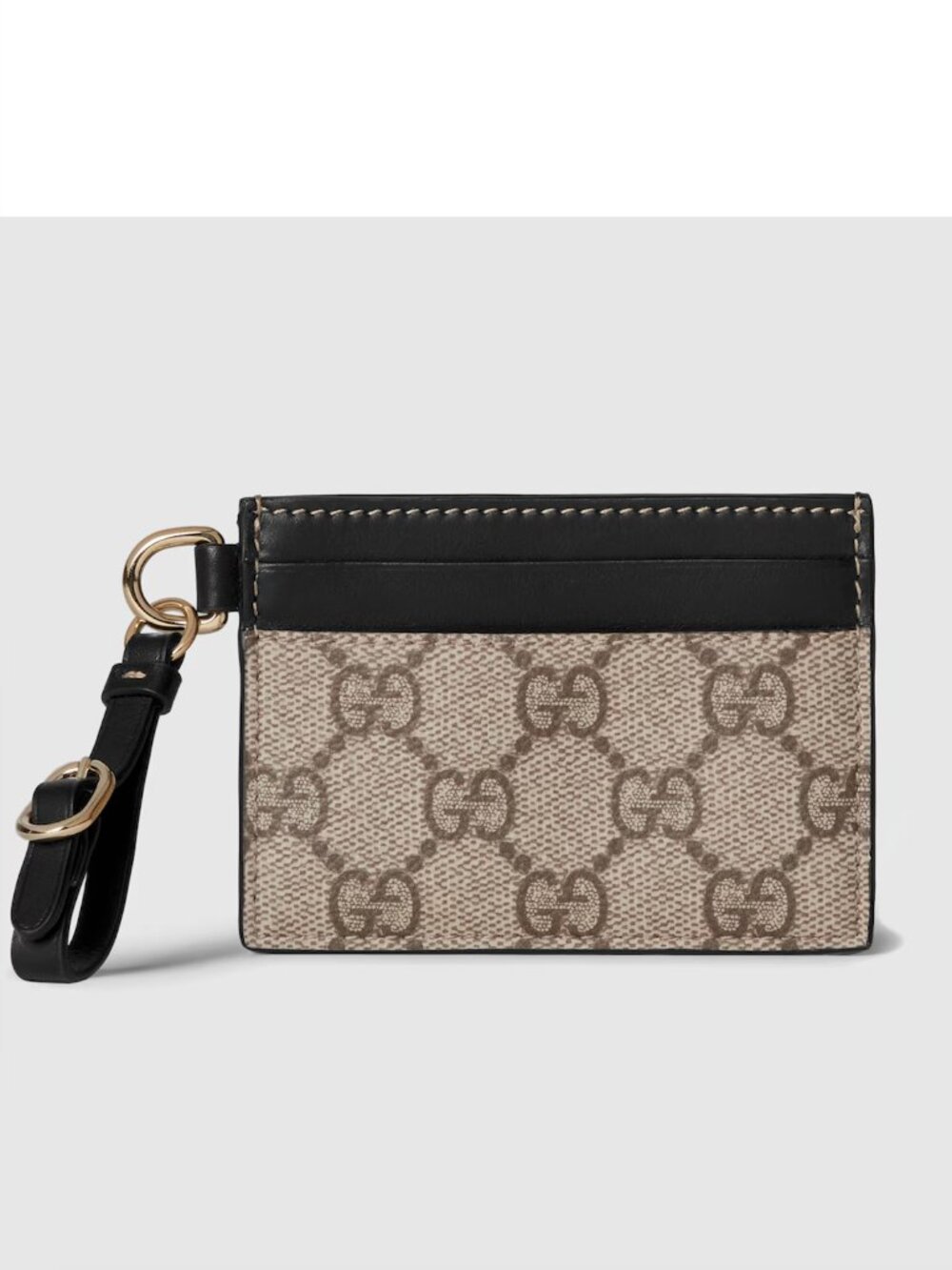 GUCCI EMBLEM CARD CASE WITH STRAP